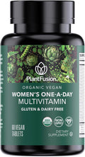 PlantFusion Organic Multivitamin for Women with Iron One Daily Vegan Multivitamin with Plant Based B12 D3 &amp Whole Food Blend for Energy &amp Immune Support - 60 Tablets (2 Month Supply)