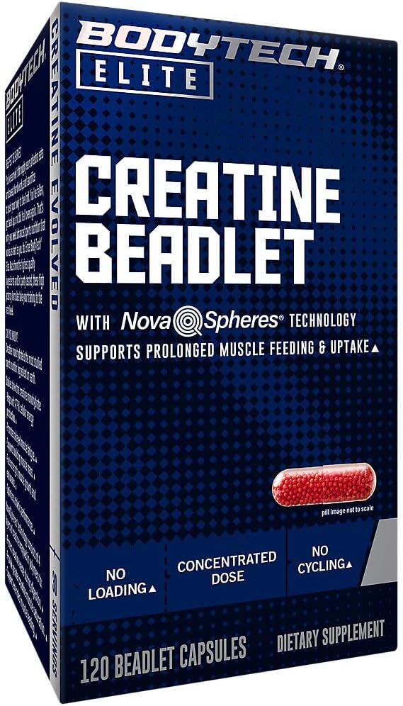 BodyTech Elite Creatine Beadlet - Supports Prolonged Muscle Feeding and Uptake (120 Beadlet Capsules)