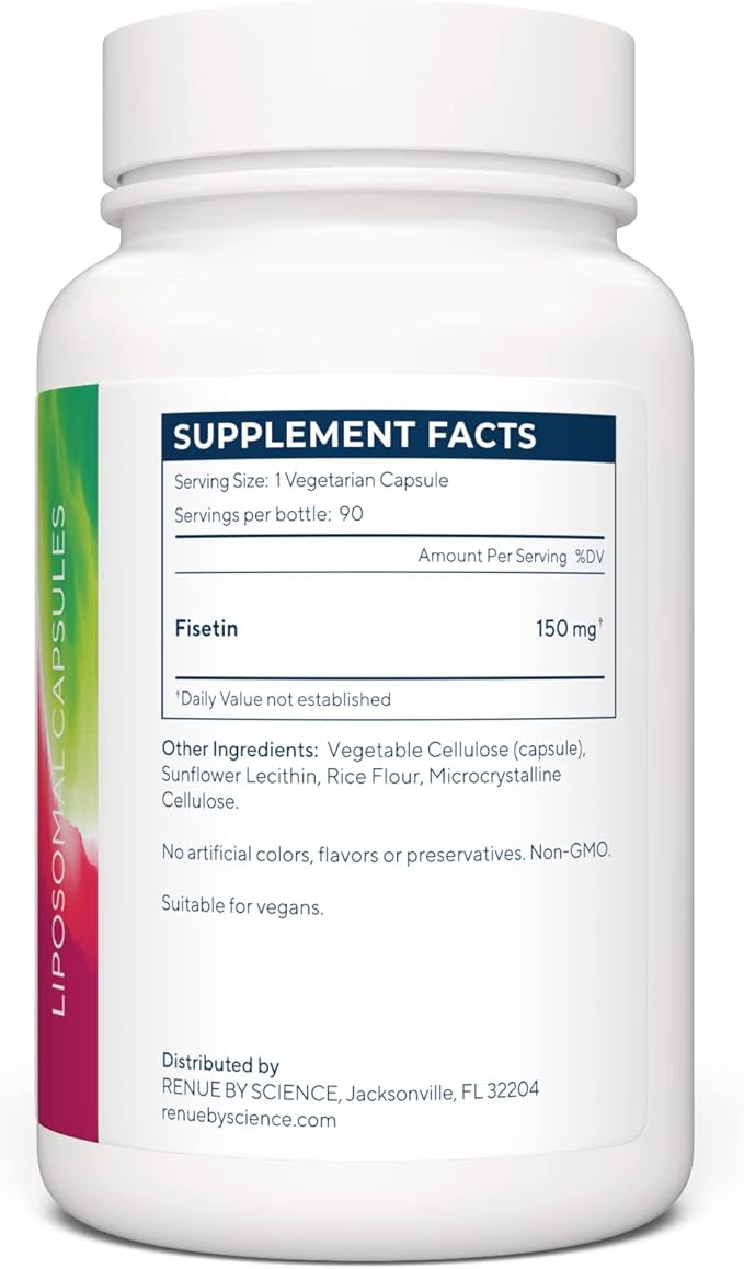 Renue By Science Fisetin | 90 Liposomal Fisetin Supplements - 150mg Fisetin per Serving | Senolytic Supplements | Bioavailable Formula for Increased Absorption | Non-GMO &amp Made in The USA