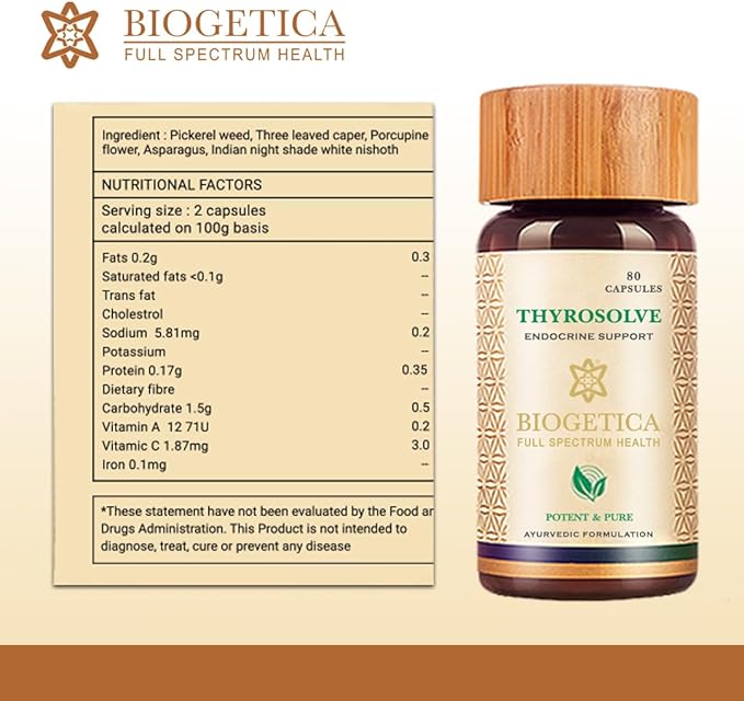 Thyroid Support Supplement - Natural Thyroid Support - Vegetarian &amp Non-GMO - 100% Vegan Ayurveda Supplement - 80 Capsules