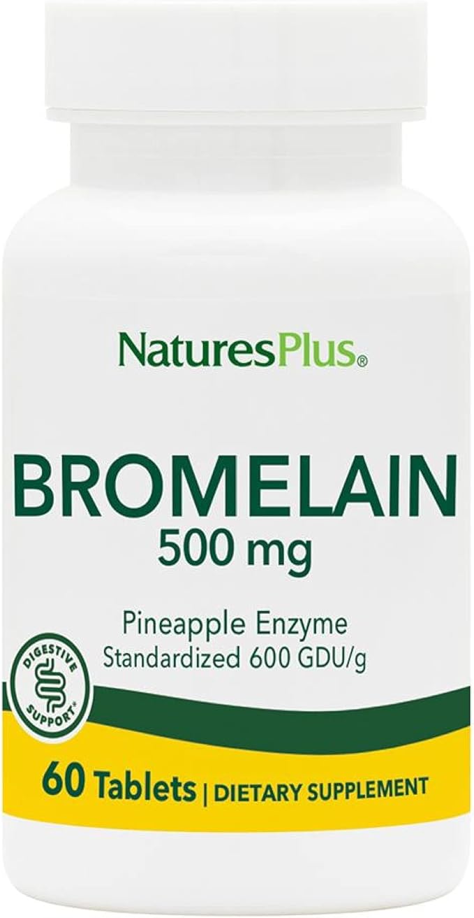 NaturesPlus Chewable Bromelain - 60 Tablets - Natural Proteolytic Enzyme Supplement - Supports Digestion Joint &amp Muscle Health - Vegan Gluten Free - 60 Servings