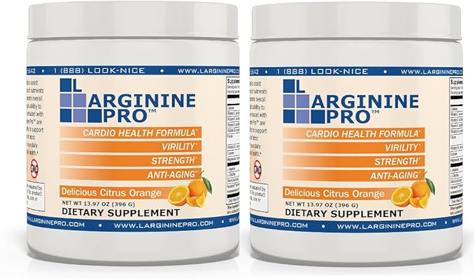 L-ARGININE PRO | 5500mg L-Arginine Plus L-Citrulline 1100mg Orange Powder Drink Mix Supplement for Increased Nitric Oxide Production