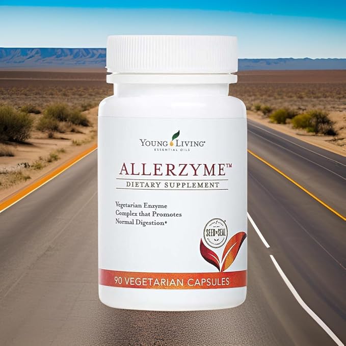 Young Living Allerzyme - 90 ct Dietary Supplement Capsules - Vegetarian Enzyme Complex with Tarragon and Ginger Premium Essential Oils for Digestive Support