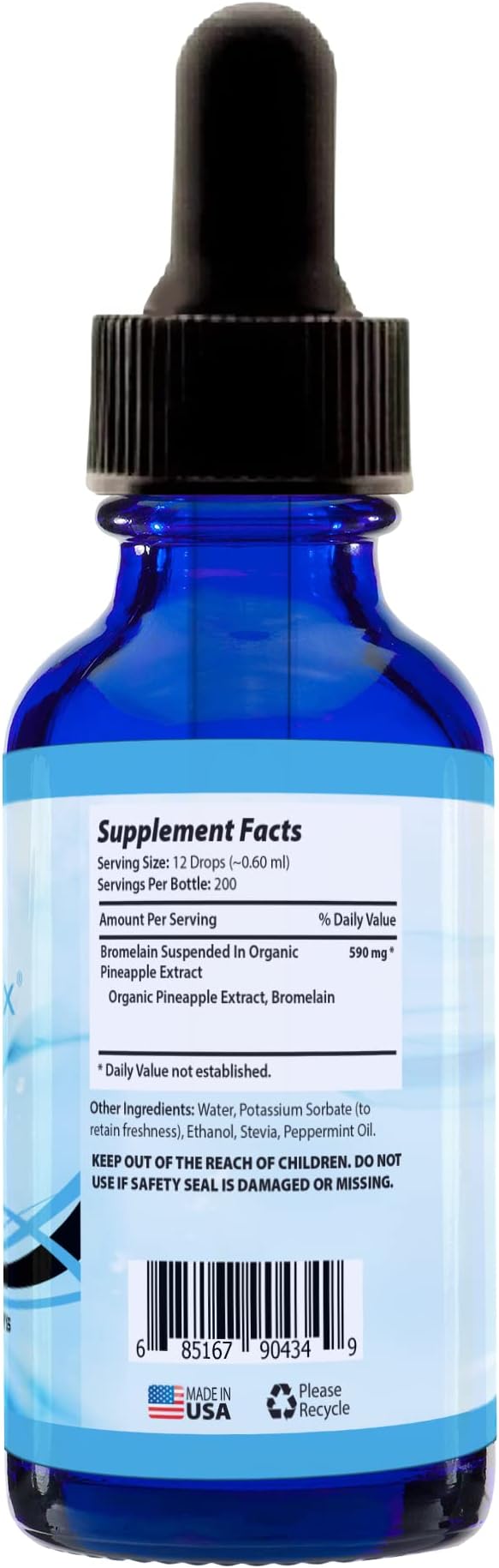 Absonutrix Bromelain 590 mg Easy-to-Consume Liquid Drops 4 Oz Bottle Pineapple Extract for Tissue Support Quick Absorption Gluten-Free Third-Party Tested GMP-Certified Non-GMO Made in USA