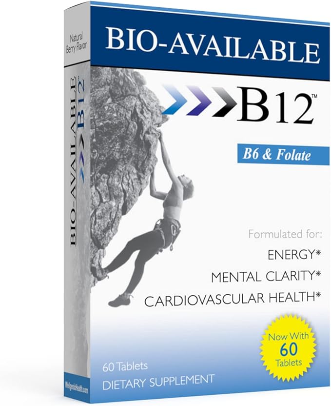 Wellgenix Bio Available Sublingual B12-60ct (2 Pack) - Daily Multivitamins Focus Support Formula w/Vitamins C B6 B12 Folate &amp Biotin -Energy &amp Diet Supplement for Immune &amp Overall Healt