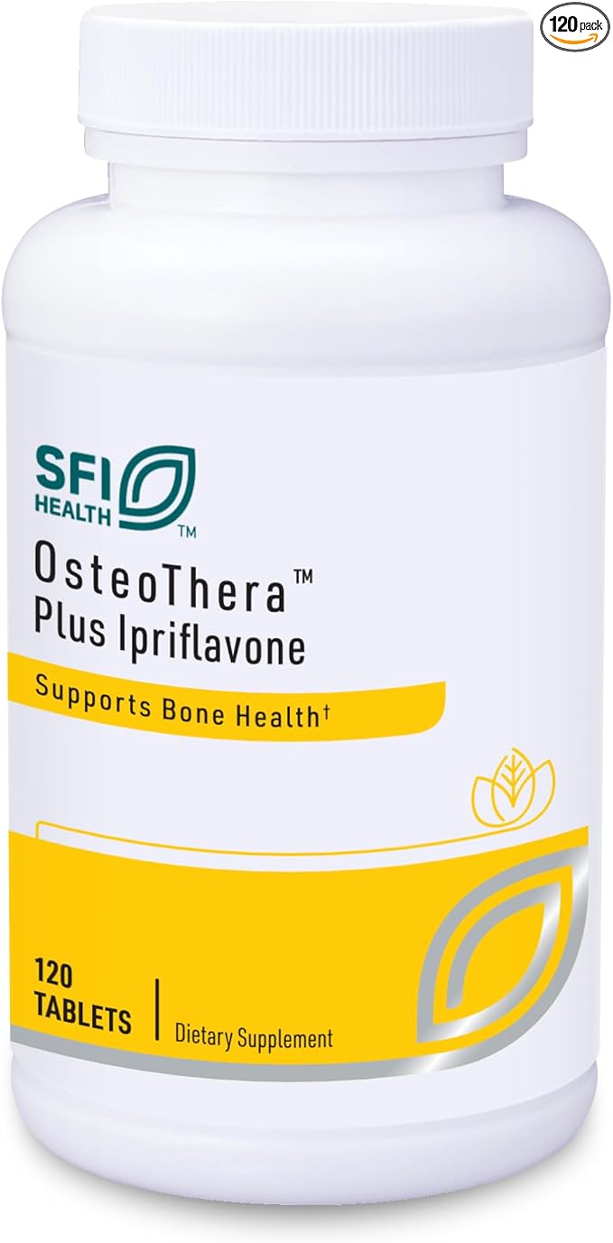 Klaire Labs SFI Health Osteothera Plus Ipriflavone Tablets - Hypoallergenic &amp Multifactorial Calcium Complex &amp Isoflavone Derivative Bone Support Formula with Vitamin K D3 Magnesium (120 Tab