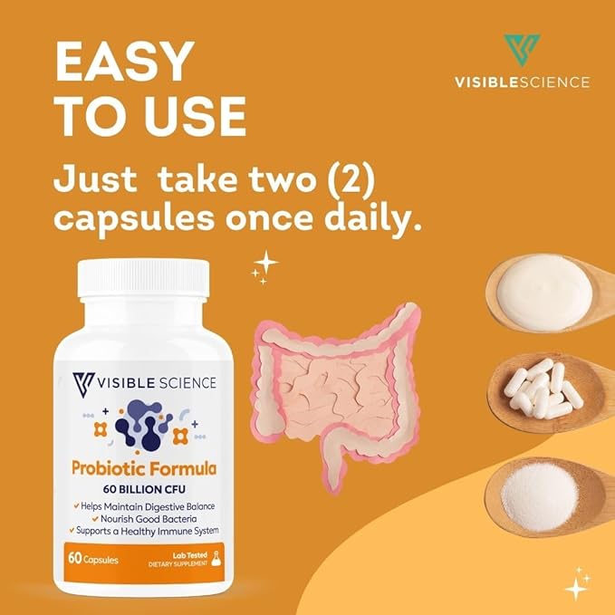 Probiotic Formula – Probiotic Strains – Gut Digestive &amp Immune Health Support – 60 Billion CFU Capsules 60ct