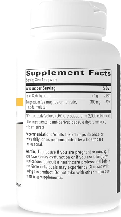 Integrative Therapeutics Tri-Magnesium - Supports Cellular Energy &amp Energy Metabolism* - Magnesium Supplement for Heart &amp Nerve Health Support* - Third-Party Tested - 90 Capsules (90 Servings)