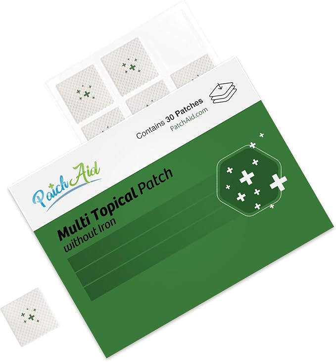 PatchAid Multi Plus Topical Patch Without Iron | Supports Daily Energy | 8 Hour Wear for Easy Absorption | 30 Day Supply