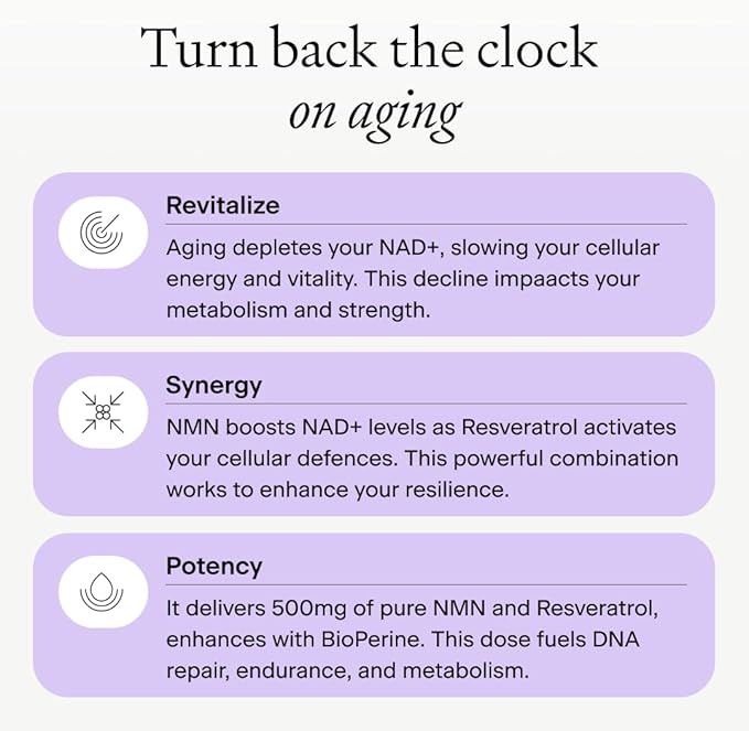 OMRE NMN + Resveratrol Supplement 99% Purity for Cellular Energy NAD+ Boost | Highly Bioavailable Nicotinamide Mononucleotide Supplement Resveratrol 500mg &amp NMN 500mg Made in USA 60 Capsules