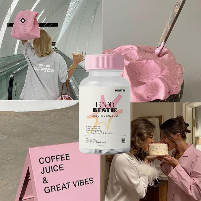 Biohacking Bestie Food Bestie Supplement - Digestive Enzymes for Women &amp Men Natural Digestion &amp Bloating Support Promotes Gut Health Formulated with Bromelain &amp Lipase Gluten Free - 6