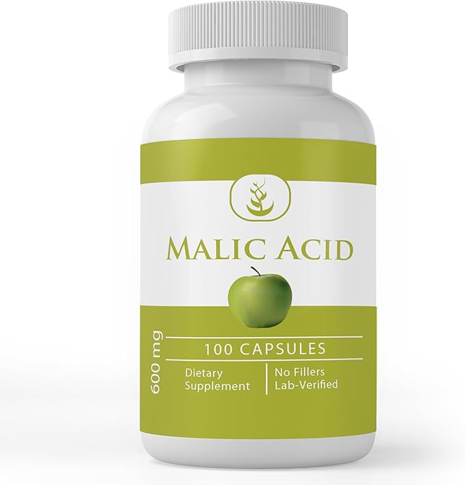 Malic Acid (100 Capsules) Alpha Hydroxy Acid Always Pure Lab Verified