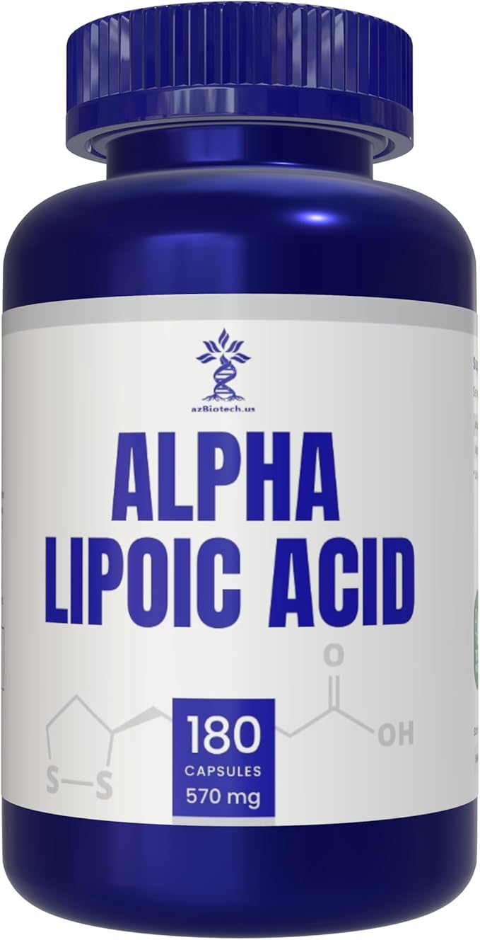 Alpha Lipoic Acid (ALA) 570 mg Capsules - 180 Count Gluten Free Non-GMO Vegan