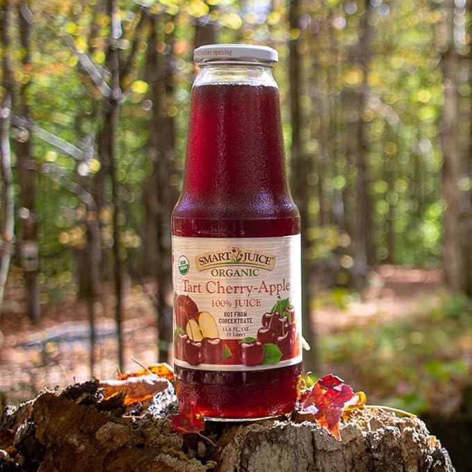 Smart Juice Organic Tart Cherry-Apple Juice - 33.8 fl oz (1L) - (Pack of 6) 100% Juice Not From Concentrate