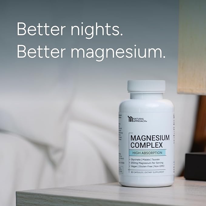 High Absorption Magnesium Complex with Glycinate Malate &amp Taurate - Premium Magnesium Supplement for Sleep Relaxation Leg Cramps &amp Stress Relief - 100% Chelated &amp Easy On The Gut - 90 C