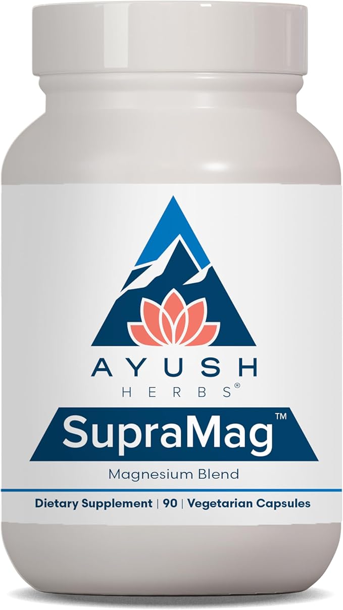 Ayush Herbs SupraMag - 400mg Magnesium Complex Supplement with Chelated Magnesium Bisglycinate Citrate Ororate for Sleep Energy &amp Brain Health - 90 Vegetarian Capsules (1 Count)