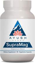 Ayush Herbs SupraMag - 400mg Magnesium Complex Supplement with Chelated Magnesium Bisglycinate Citrate Ororate for Sleep Energy &amp Brain Health - 90 Vegetarian Capsules (1 Count)