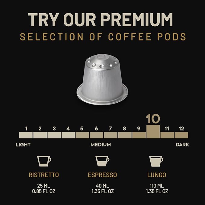 ESPRESSORO 100 USDA Organic Espresso Pods - BIANCO Aluminum Capsule Compatible with Nespresso Original Lines Machines. Intensity 10 Premium Italian Expresso Coffee Capsules