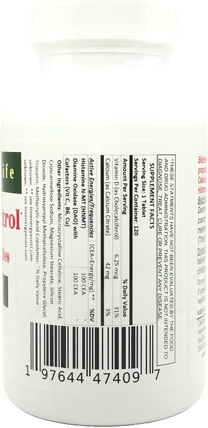 Histamine Control with Natural Energies - 120 Tablets - with Natural Frequencies of HNMT and DAO enzymes to Help Control Histamine Levels