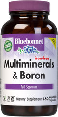 Bluebonnet Multi Minerals Supplement Plus Boron Chelated Magnesium Potassium Copper Selenium Manganese Chromium &amp Zinc Complex for Women &amp Men - No Iron Non-GMO Gluten-Free - 180 Vegetable C
