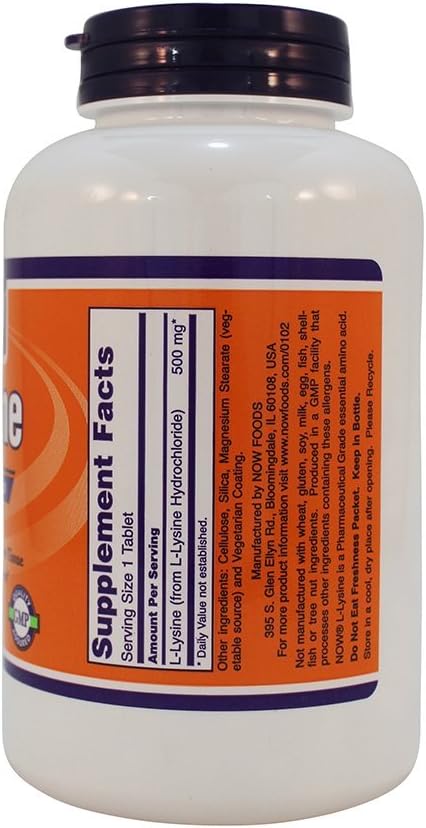 NOW Foods: Lysine Essential Amino Acid 500mg 250 tabs (3 Pack)