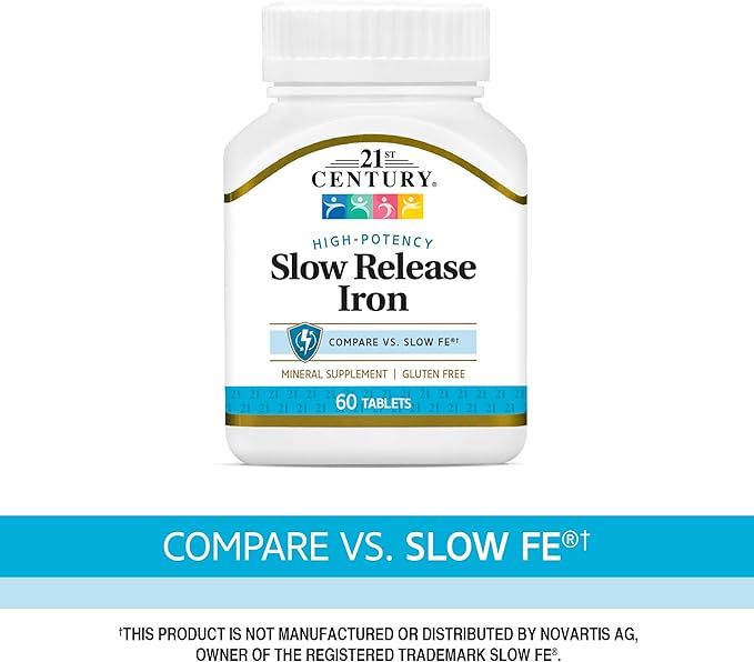 21st Century Slow Release Iron Tablets - 60 ct Pack of 5 - Packaging May Vary