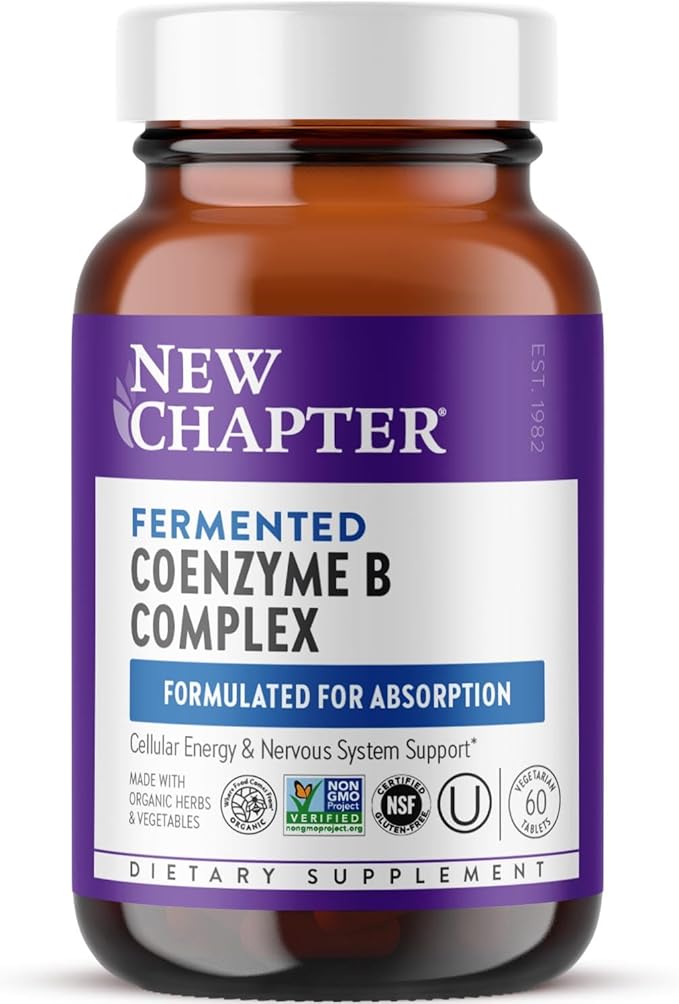 New Chapter Vitamin B Complex Fermented Coenzyme B Complex Rich in Vitamin B12 + Vitamin B6 + Biotin + Made with Organic Ingredients - 60 ct
