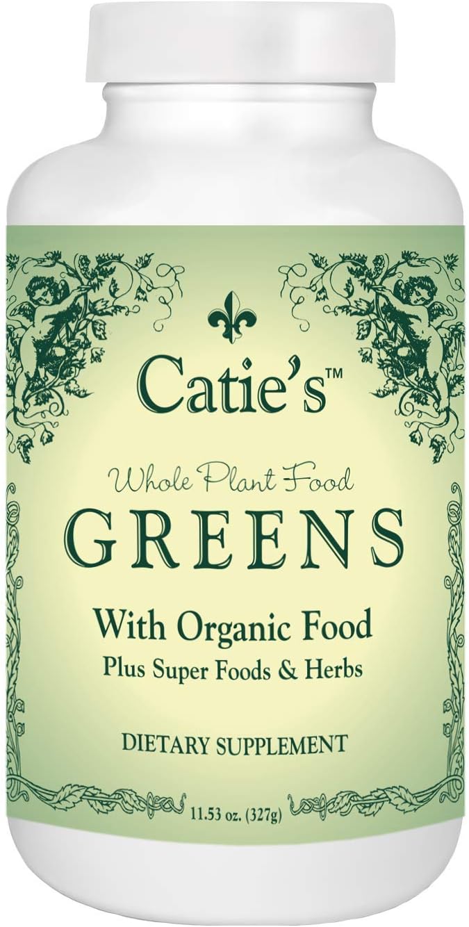 Catie's Organic Greens - Vegan Non-GMO - 45 Ingredients! Green Superfood for Optimal Health and Vitality. 30 Servings. 12 oz. Made from Whole Plant Foods!