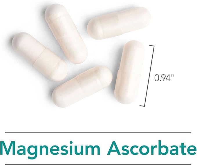 NutriCology Magnesium Ascorbate - Buffered Vitamin C Supplement - Delivers 1000 mg Stomach-Friendly &amp Non-Acidic Vitamin C - Vegetarian &amp Hypoallergenic - 50 Servings - 100 Capsules