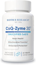Biotics Research CoQZyme 30 Milligram of emulsified coenzyme Q10 CoQ10 Supplies Superoxide dismutase and catalase Two Important antioxidants 60 Tabs
