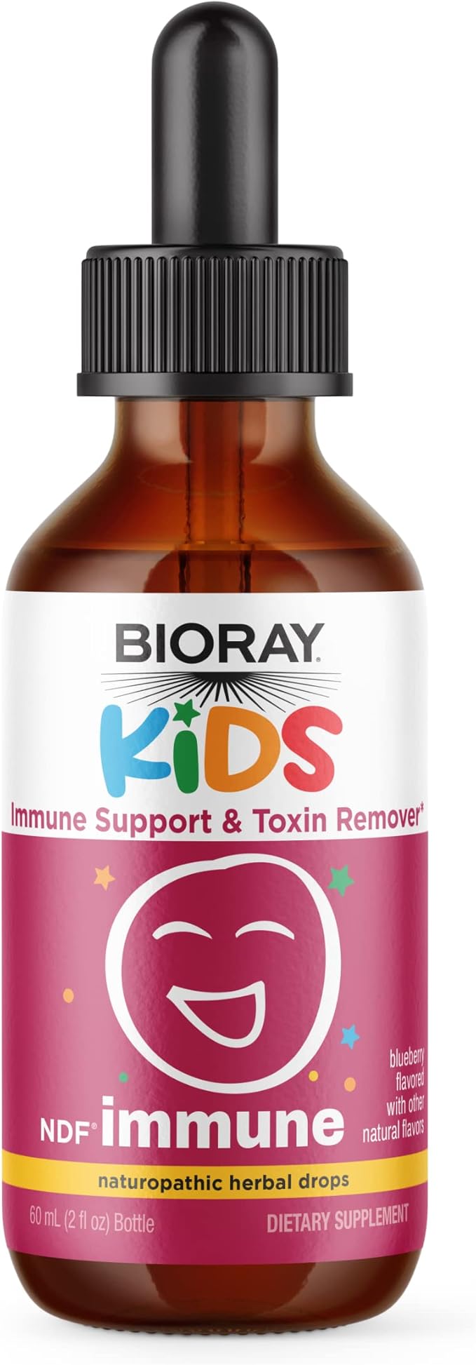 BIORAY Kids NDF Immune Blueberry - 2 fl oz - Immune Support &amp Toxin Remover - Non-GMO Vegan Gluten Free - Approx. 30 Servings