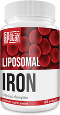 Liposomal Fe Iron Supplement for Women 65 mg Iron Supplement with Folic Acid &amp Vitamin B12 for Men Daily Blood &amp Energy Support for Adults Iron Deficiency 60 Softgels (1 Bottle)