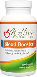 Blood Booster Iron Supplement for Energy and Fatigue - Gentle Non-constipating Iron Methylfolate and Other coenzyme B Vitamins (180 caps - Vegan Gluten Free Non-GMO)