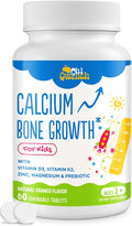 ChiQwench 500 MG Calcium Supplement with Vitamin D3 &amp K2 Zinc Magnesium &amp Prebiotics. Kids Vitamins for Kids' Height. Bone Strength High Absorption Orange Chewables Non-GMO Gluten Free