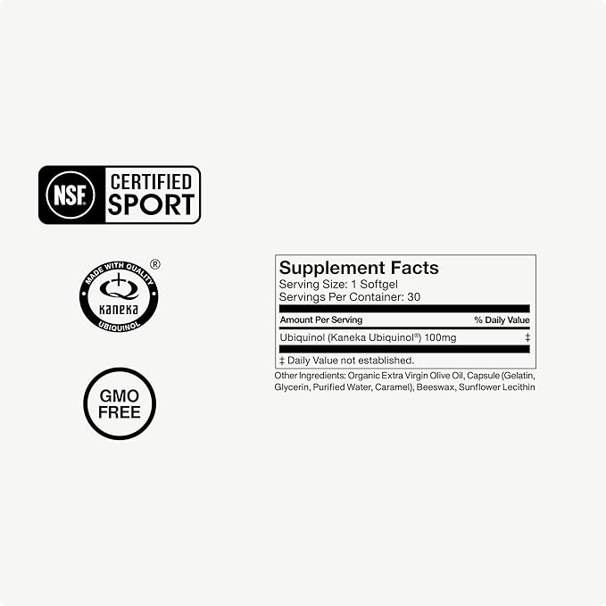Momentous Ubiquinol - 42 g Plant-Based CoQ10 Softgel Supplement for Foundational Health Support - NSF Certified for Sport - GMO- &amp Gluten-Free - 30 Servings