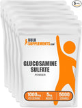 BulkSupplements.com Glucosamine Sulfate Powder - Glucosamine Supplement Joint Support Supplement - Gluten Free 1g per Serving 1kg (Pack of 5) (11 lbs)