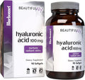 Bluebonnet Nutrition Beautiful Ally Hyaluronic Acid 100mg Nurture Radiant Skin* Non-GMO Gluten-Free Soy-Free 90 Softgels 90 Servings