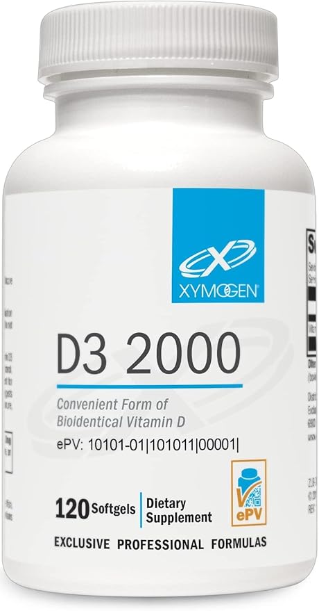 XYMOGEN D3 2000 - Bioavailable Vitamin D3 2000 IU (50 mcg) - High Strength Vitamin D Supplement for Immune Bone &amp Heart Health Support - 120 Softgels