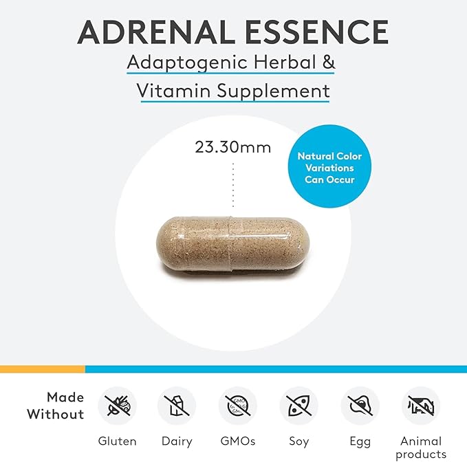 XYMOGEN Adrenal Essence - Adrenal Support Supplement for Healthy Energy Levels &amp Immune Function* - Non-GMO Gluten-Free Dairy Free - 60 Capsules