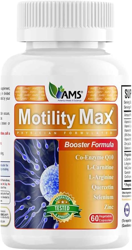 Motility Max – Supports Sperm Motility &amp Reproductive Health Promotes Healthy Blood Flow Libido &amp Testosterone Levels Antioxidant Formula with L-Arginine L-Carnitine &amp Essential Nutrient
