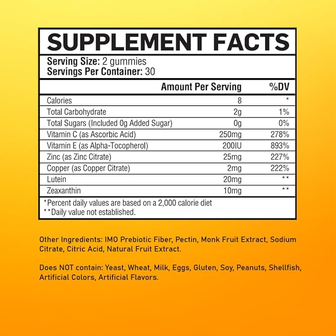 Lutein &amp Zeaxanthin Gummies – Eye Vitamins for Adults 50+ &amp Seniors – Eye Health Supplements for Over 50 Adults – Luteina y Zeaxantina para Los Ojos – 30 Chewable Gummy