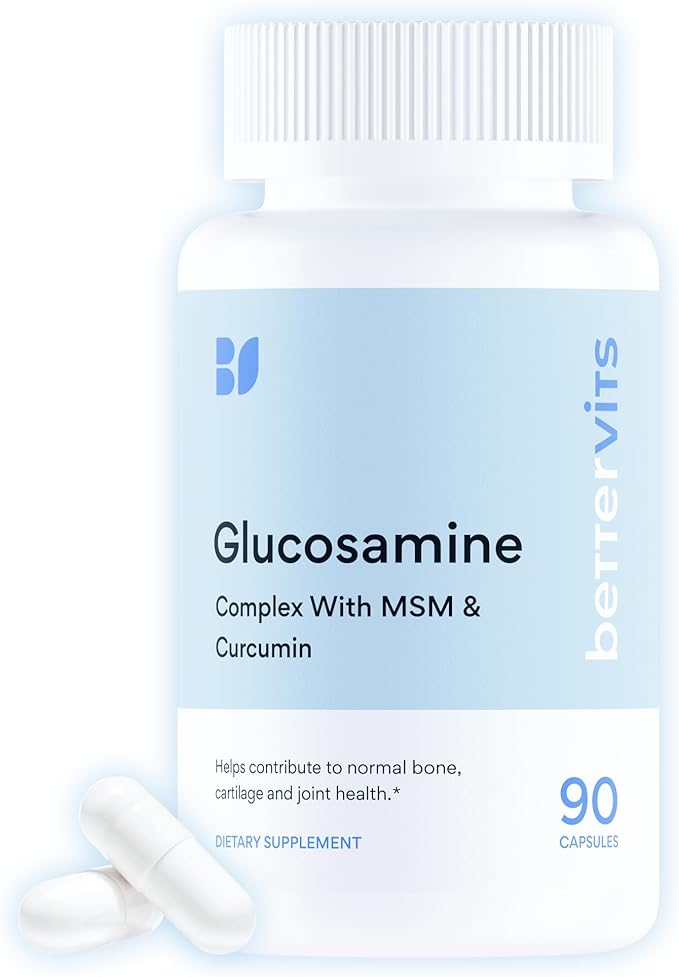 Bettervits Glucosamine Complex with MSM Сhondroitin | Joint Supplements for Women and Men with Vitamin C | Arthritis Support Supplement for Mobility &amp Flexibility - 90 Capsules