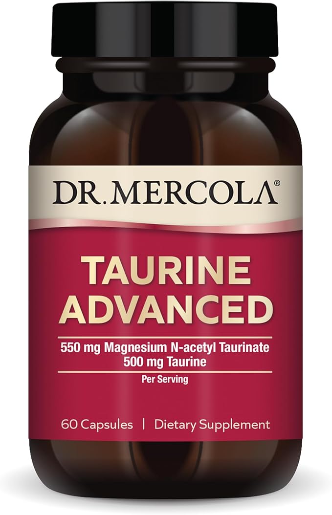 Dr. Mercola Taurine Advanced 500 mg Taurine Per Serving Dietary Supplement Supports Muscle Function Non-GMO - 30 Servings (60 Capsules)