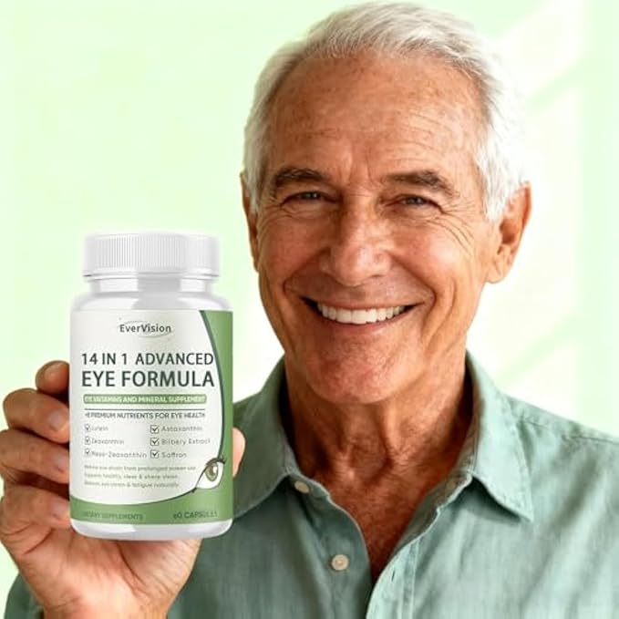 14 in 1 Advanced Eye Formula 1 Pack Eye Vitamin and Mineral Supplement with Lutein Zinc Zeaxanthin &amp Bilberry Extract for Vision Care 60 Capsules