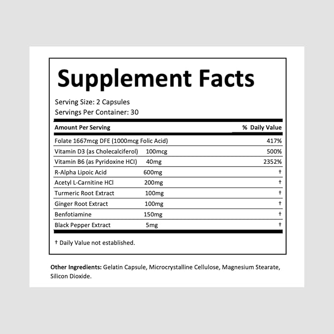 Nerve Power Nerve Supplement R Alpha Lipoic Acid 600mg - Neuropathy Relief for Discomfort for Sciatic Feet Hand