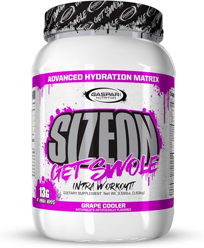 Gaspari Nutrition SizeOn The Ultimate Hybrid Intra-Workout Amino Acid &amp Creatine Formula Increased Muscle Volume &amp Muscle Recovery (Grape Cooler)