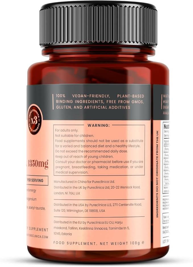 Double Strength Magnesium Whole Body Complex 1350mg x 360 Caplets (4 Bottles of 90) – 247mg Elemental Magnesium – 6 Superior Forms for Muscle Heart Brain &amp Bone Support – 12 Months Supply