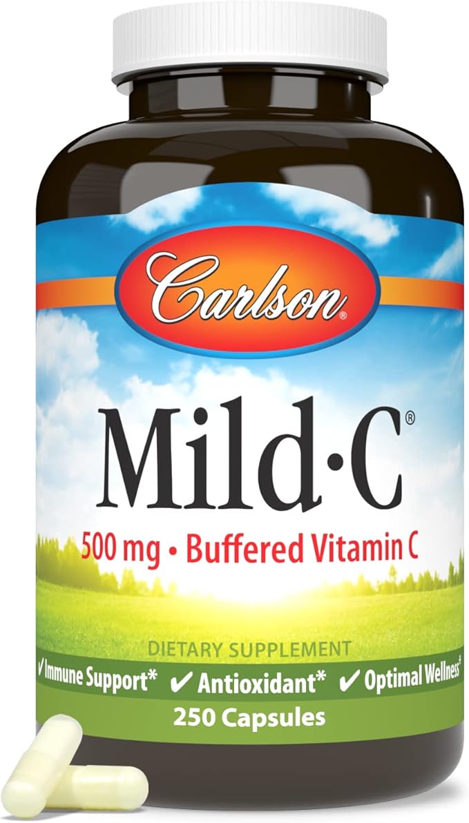 Carlson - Mild-C 500 mg Buffered Vitamin C Immune Support &amp Optimal Wellness Antioxidant 250 capsules