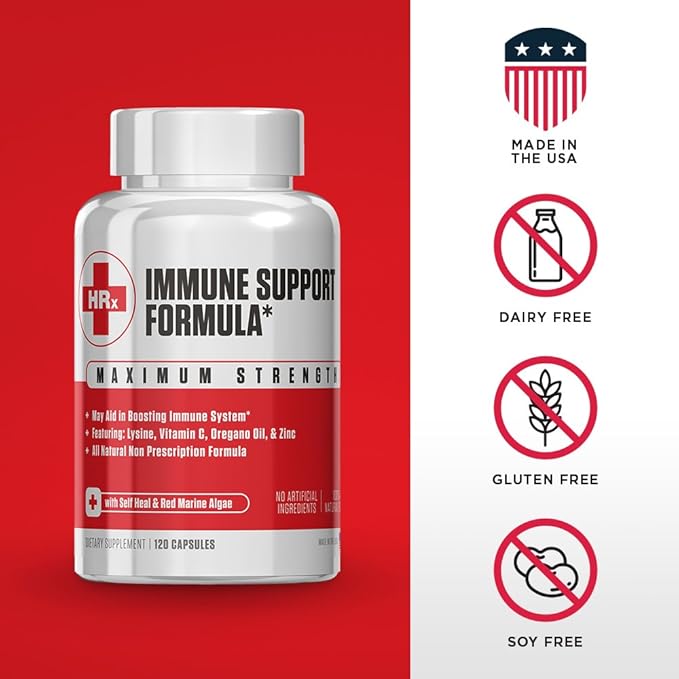 Re+Gen Nutrition Immune Support Supplement for Adults Natural Capsules with Zinc Vitamin C L lysine Amino Acid &amp Oregano Oil for Strong Immunity Health in Men &amp Women 120 Capsules