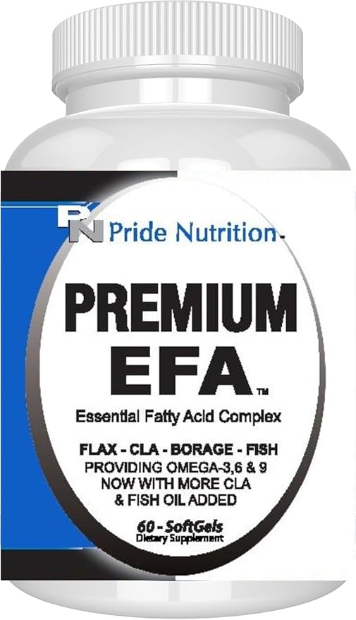 Pride Nutrition Premium EFA Omega 3-6-9 Supplement for Men and Women 5 in 1 - EPA DHA GLA ALA &amp CLA Essential Fatty Acids with Fish Oil - Softgel Pills